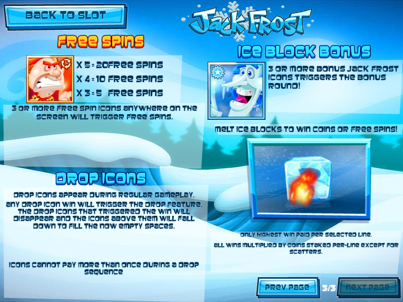 Características del juego de tragamonedas en línea Jack Frost