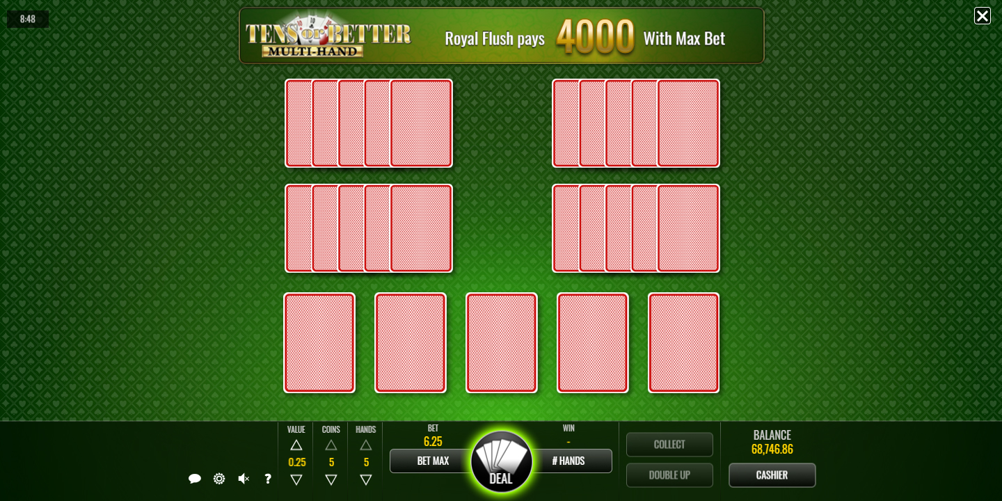 how to play tens of better multi-hand online video poker