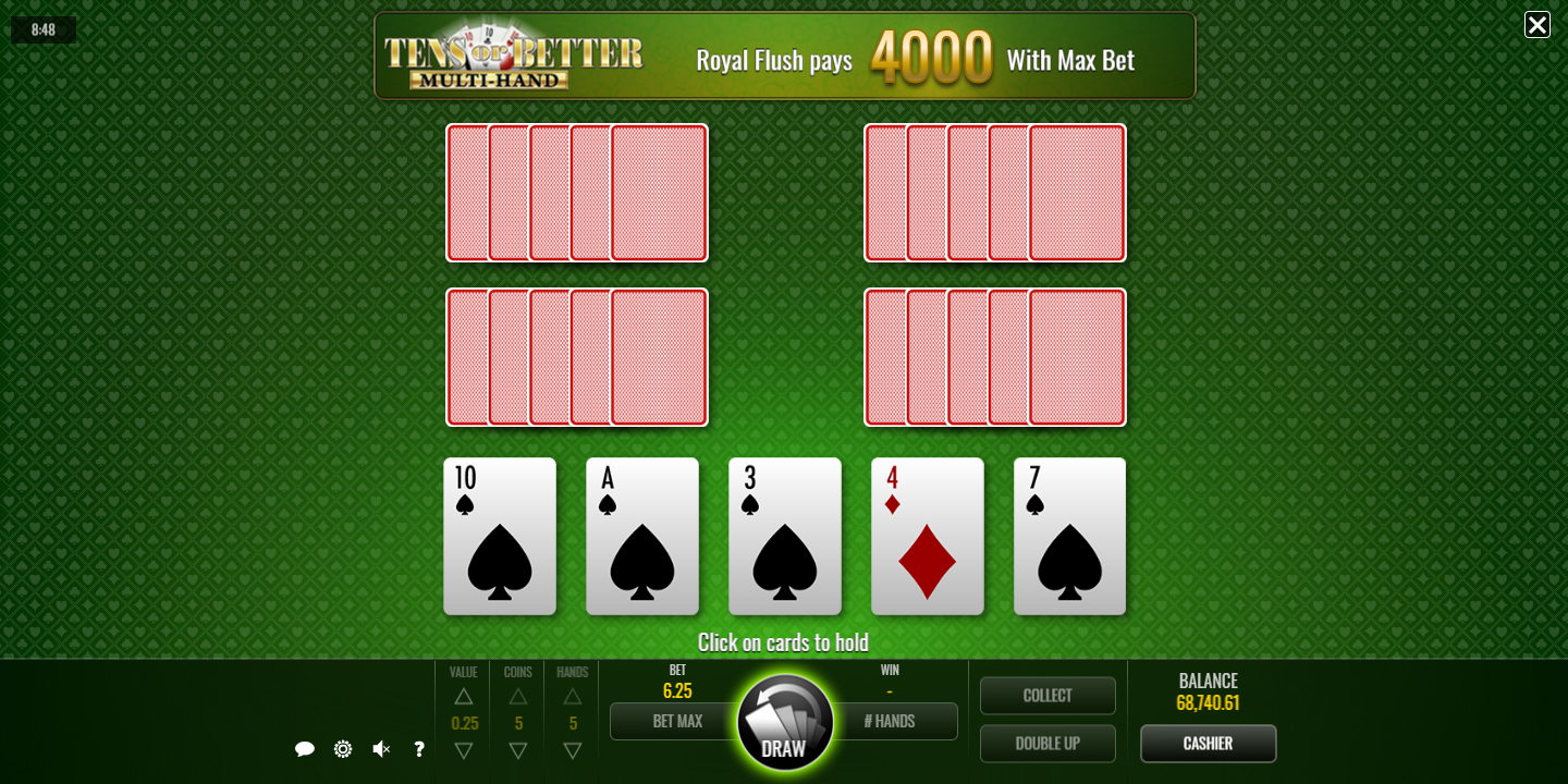 how to play how to play tens of better multi-hand online video poker