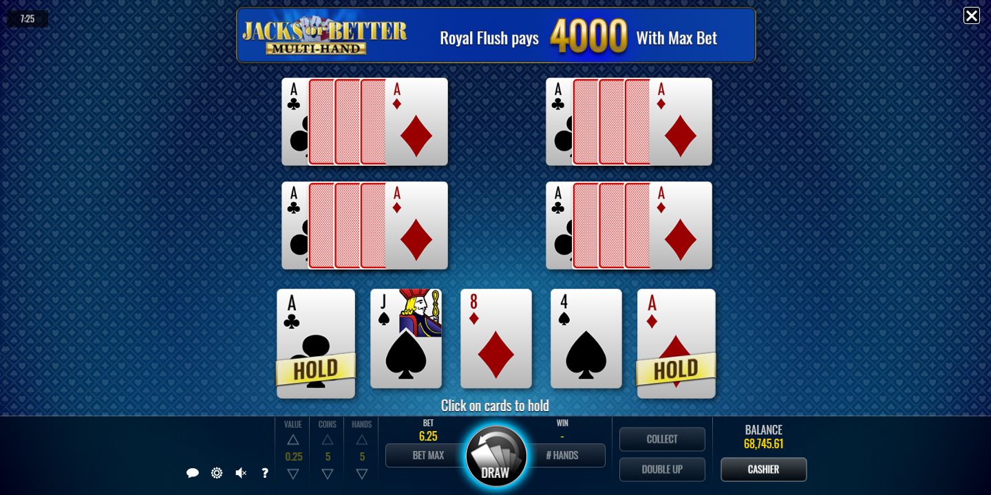 jacks or better online video poker card combinations